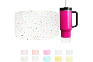 UBEEKOO Silicone Diamond Glitter Boot, Compatible with Stanley Tumbler 20-40oz & Hydro Flask Water Bottle 12-24oz, Bling Glitter Anti-Slip Protective Cover Sleeve for Stanley Accessories
