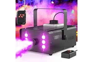 Theefun Fog Machine, Smoke Machine with Plug, 900W 4000CFM Wired and Wirelss Constant Temperature Control, 10S Preheat 6 Stage LED Lights 7 Colors for Hallowen Christmas Wedding Party