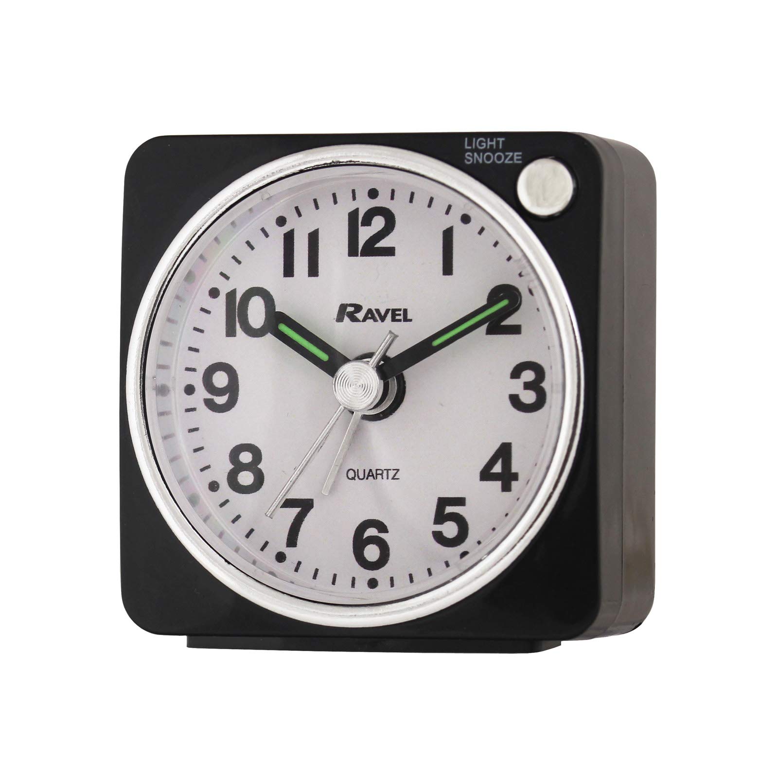 Ravel - Longford Mini Travel Quartz Alarm Clock - Black/White