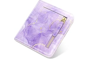 TMOODEL Small Wallet Women, Cute Marble RFID Blocking Credit Card Holder for Women, Leather Billfold Slim Card Holder Wallets for Travel, Thin Bifold Pocket Mini Coin Purse with ID Window, Purple