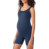 POSHDIVAH Women's Maternity Bodysuit Pregnancy Shapewear Double Lined Sleeveless Tank Top Shorts Romper Jumpsuit