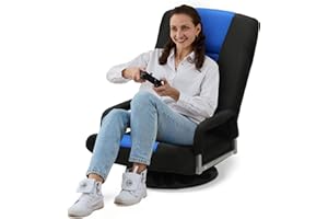 Coperat Swivel Gaming Chair 360 Degree Multipurpose Floor Chair w/Armrest & 6 Adjustable Postions Backrest for Adults & Kids, for Reading, Gaming, Watching, Relaxing, Blue