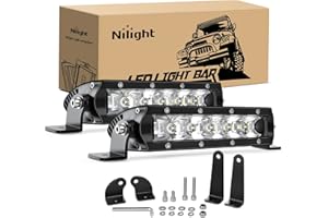 Nilight Led Pods Light Bar Super Slim 2Pcs 7 Inch 30W Spot Driving Fog 3600LM Off Road Lighting for Trucks Pickup SUV ATV UTV Boat 4x4 Van Camper - 2 Style Mounting