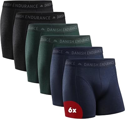 6er Pack Boxershorts Herren, Mit oder ohne Eingriff, Mehrfarbig (2X Schwarz, 2X Grün, 2X Blau Melange), M