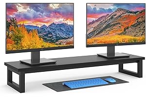 YAOHUOO Dual Monitor Stand Riser, 39Inch Large Monitor Stands for 2 Monitors, Computer Monitor Stand, Wooden Desktop Oraganizer Shelf for Office Desk Computer,Laptop,TV