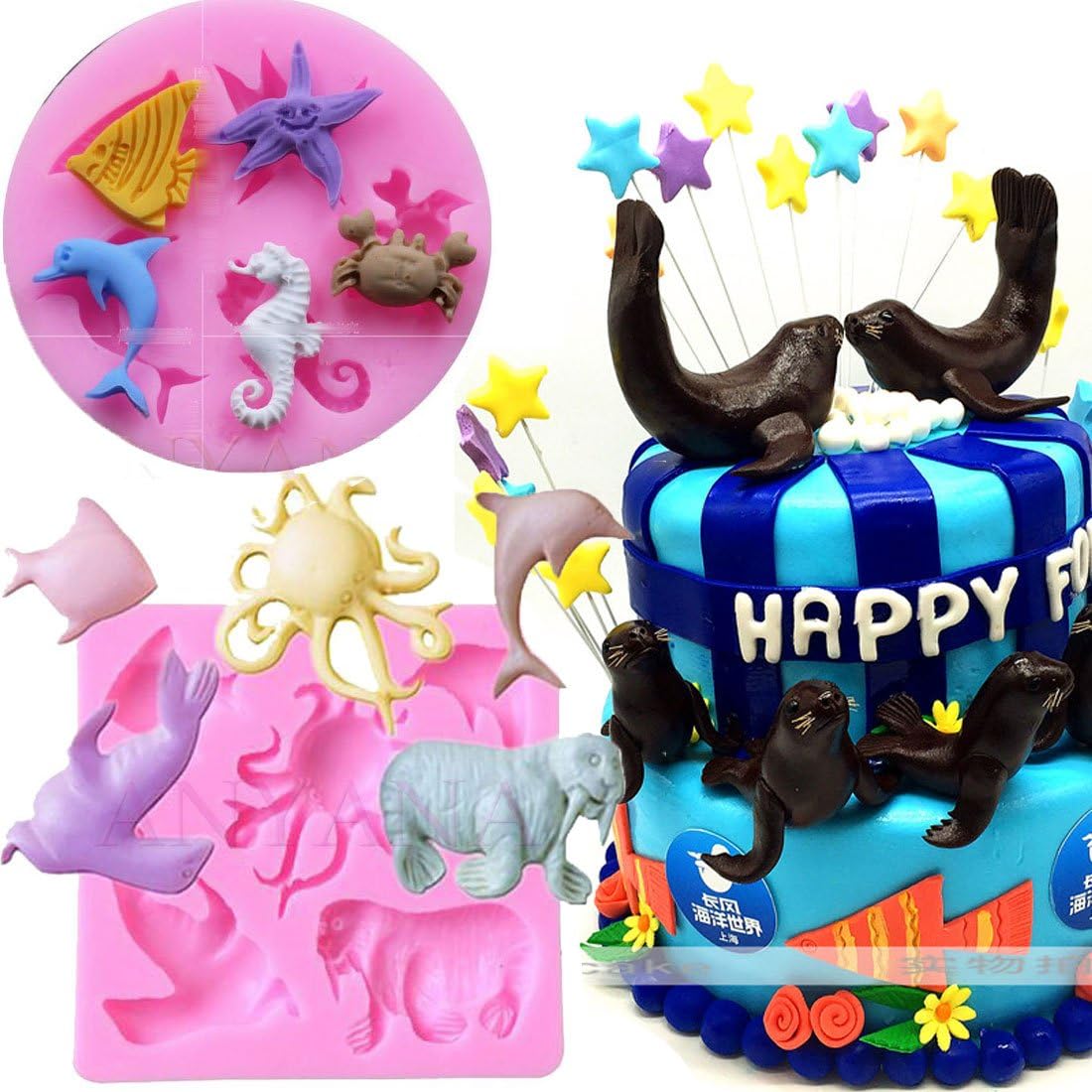 Amazon Com Mini Sea Creatures Summer Beach Theme Candy Silicone