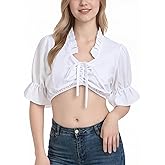 Mukum Women German Dirndl Blouse Bavarian Oktoberfest Costume White Dirndl Shirts for Women