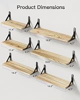 Pipishell Set of 6 Floating Shelves Paulownia Wood Rustic Black Rustic Color view 3