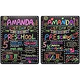 Personalized First Day and Last Day of School Sign 13" x 16" Large Chalkboard Style Photo Prop Back to School Supplies - 2 Pc