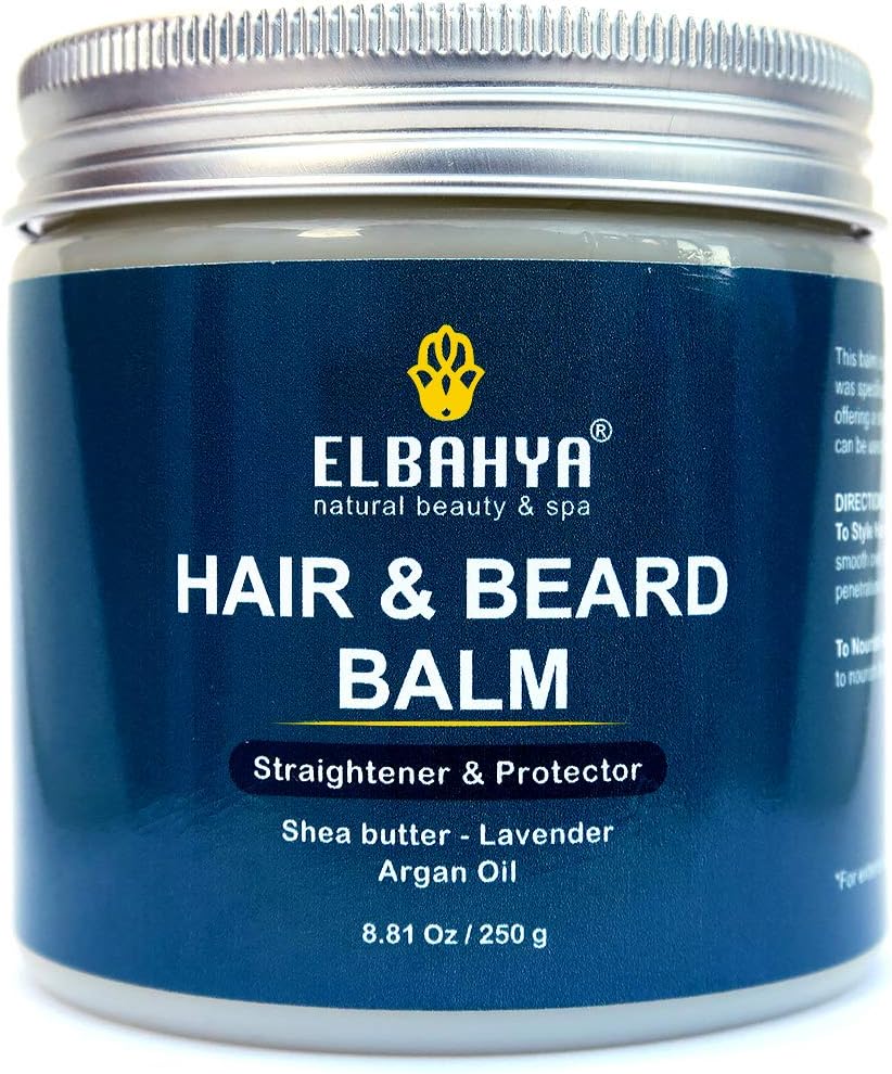 Elbahya Organic Wax Balm 3 in 1 Styler, Treatment and Protector for Hair and Beard, Multi-benefit Straightener Balm for Men and Women with Organic Shea Butter, Argan Oil and Lavender - 7,05 Ounce