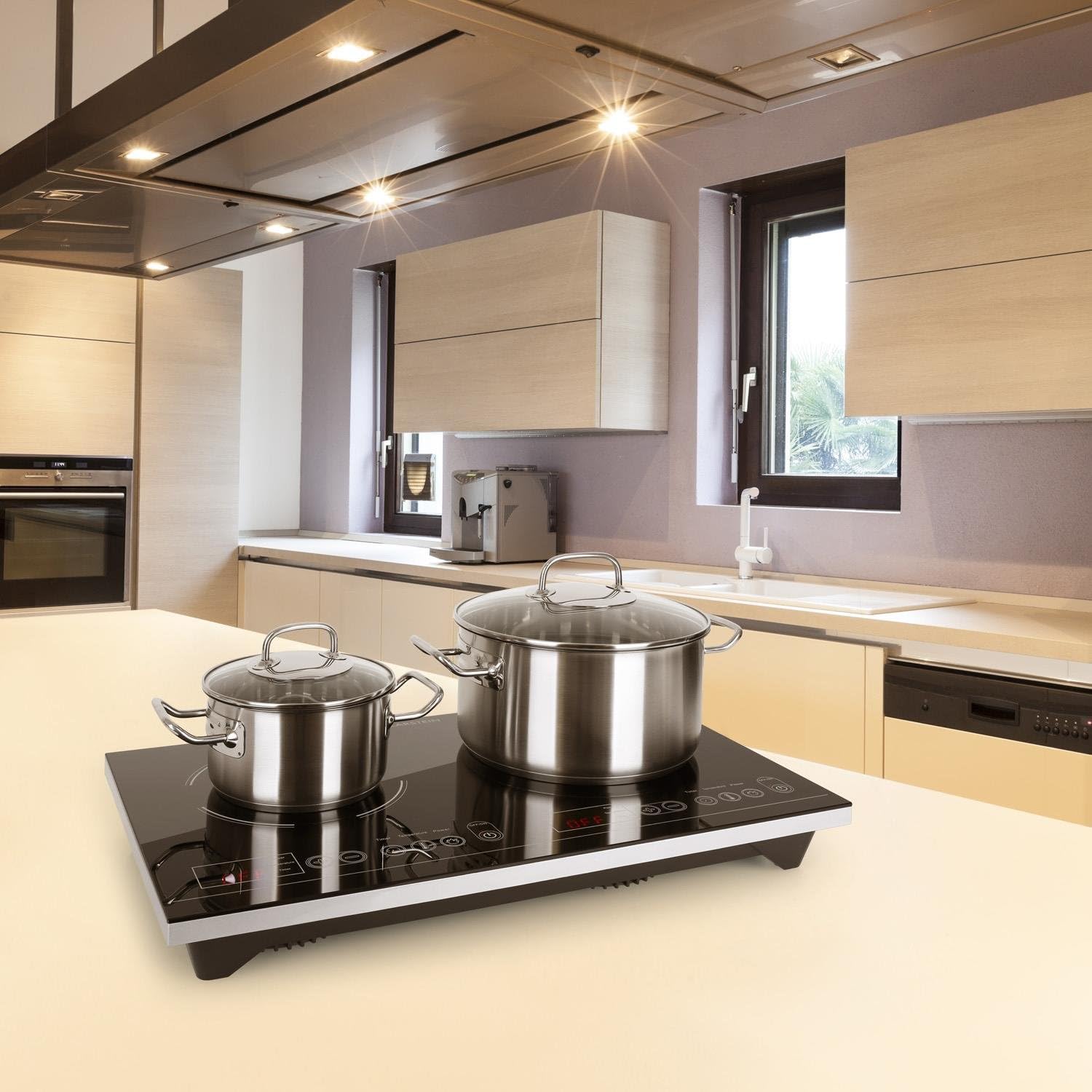 Klarstein VariCook XL Double Induction Plate (3100 W of Total Power, Timer, Touch Buttons, LED Display, Modern Design) - Image 4