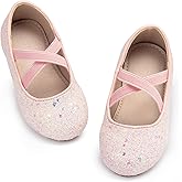 Otter MOMO Toddler/Little Girls Flower Girl Shoes Ballerina Flats Shoes Slip-on School Party Light Pink Dress Shoes Size 9