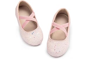Otter MOMO Toddler/Little Girls Flower Girl Shoes Ballerina Flats Shoes Slip-on School Party Dress Shoes