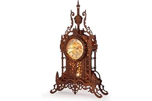FUNPOLA LED 3D Wood Puzzle Clock Tower, 3D Puzzle Building Model, 3D Home Décor Puzzle DIY 3D Puzzle Clock Kit Christmas Gift (LED-WTC02)