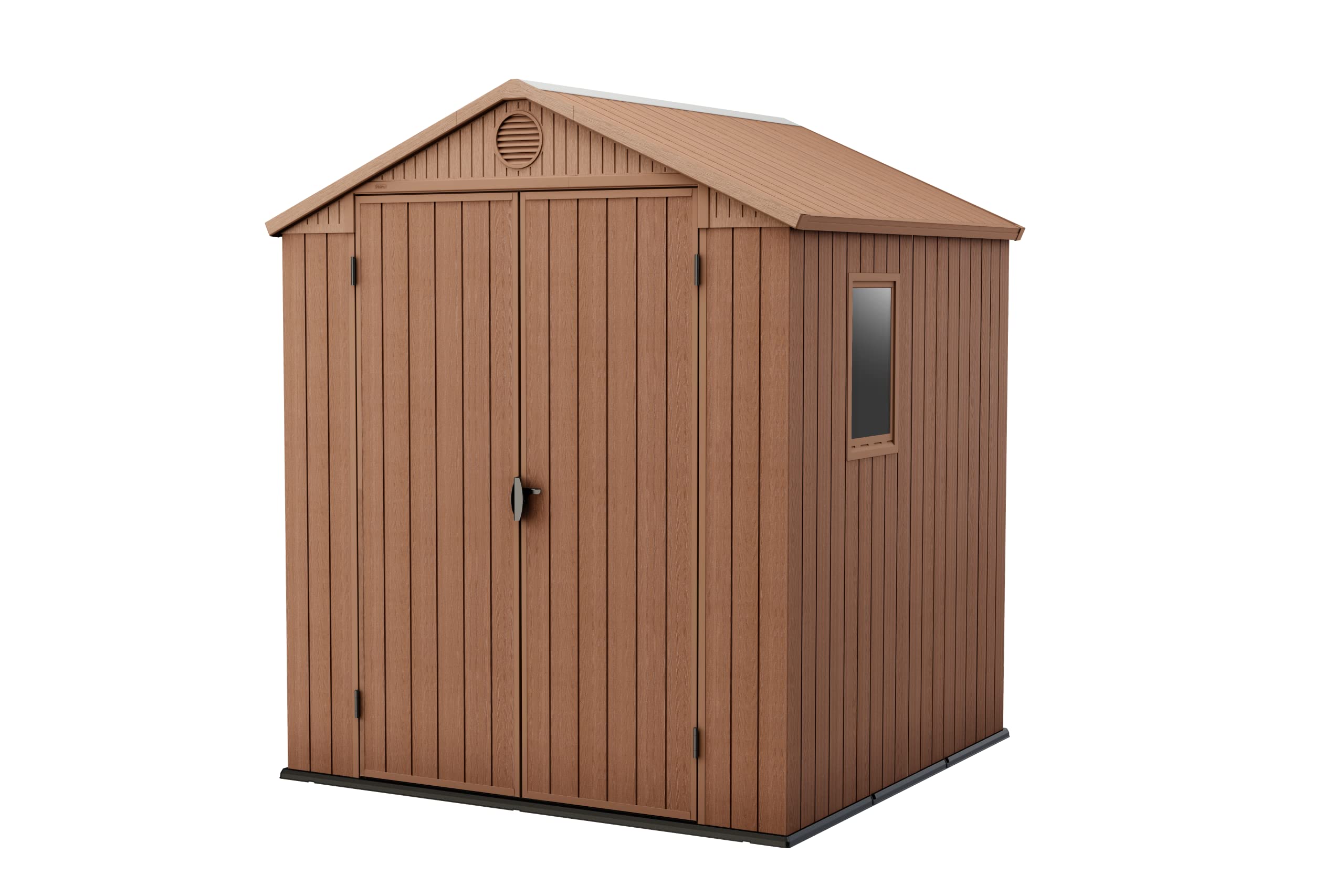 Photo 1 of **THIS IS A 2 BOX SET FACTORY SEALED AND WILL NEED A TRUCK FOR PICK UP**Keter Darwin 6 x 6 Foot Spacious Heavy Duty Outdoor Storage Shed for Organizing Garden Accessories and Tools with Double Doors and High Ceiling, Gray