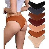 HRTSB Women Seamless Underwear Stretch Invisible - No Show Panties Soft Bikini Breathable Cheeky Hipster V Cut 7 Pack