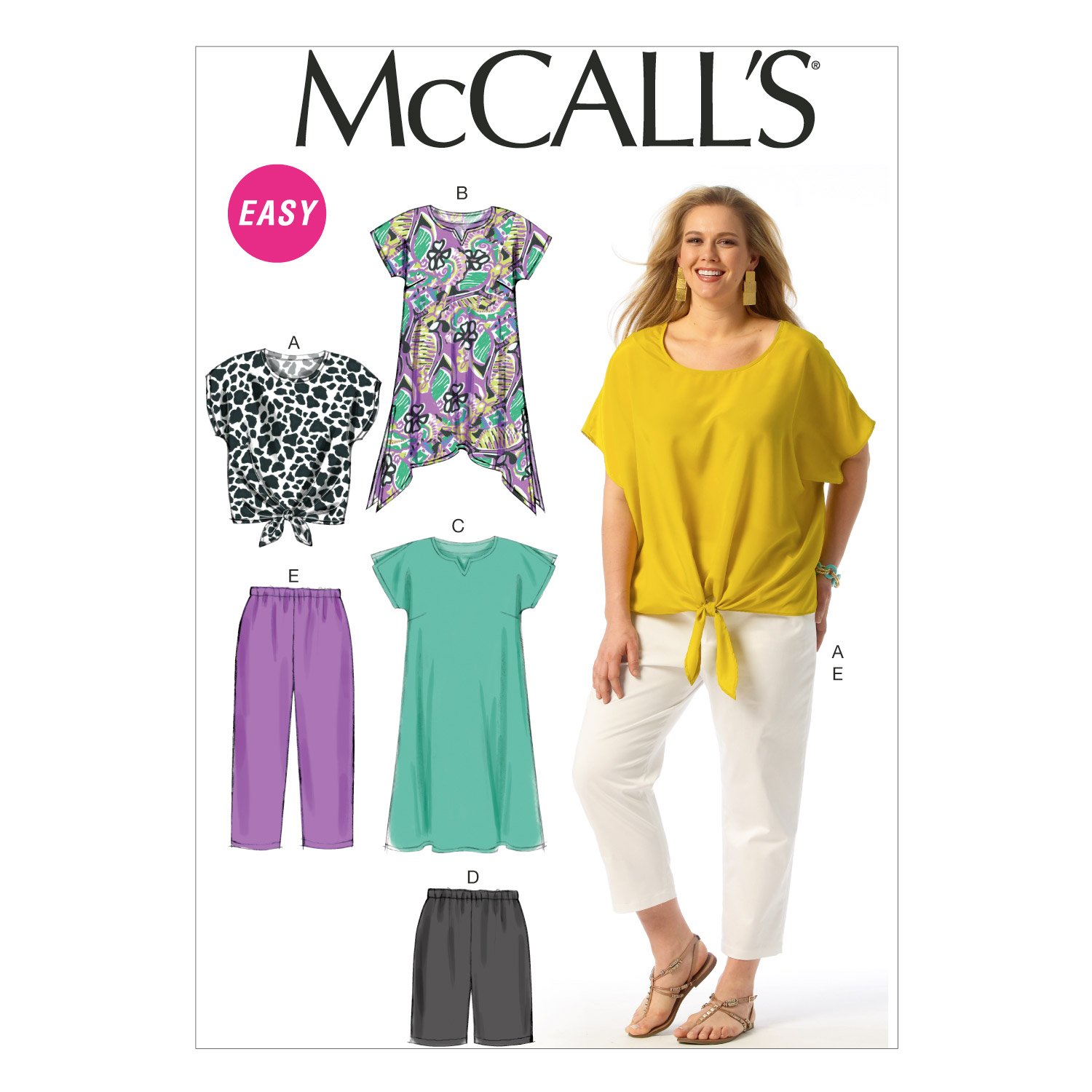 McCall's Patterns Ladies Dress Pattern, Cotton, Off White, KK (26W-28W-30W-32W)