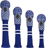 Scott Edward Knit Golf Head Covers Set of 4 Driver Fairway Hybrids Blue White view 2