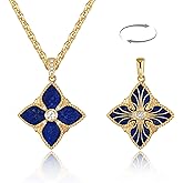 MTMY Clover Necklace for Women 14K Gold Plated Four Leaf Clover Pendant Necklace Thick Gold Double Sided Lucky Charm Jewelry