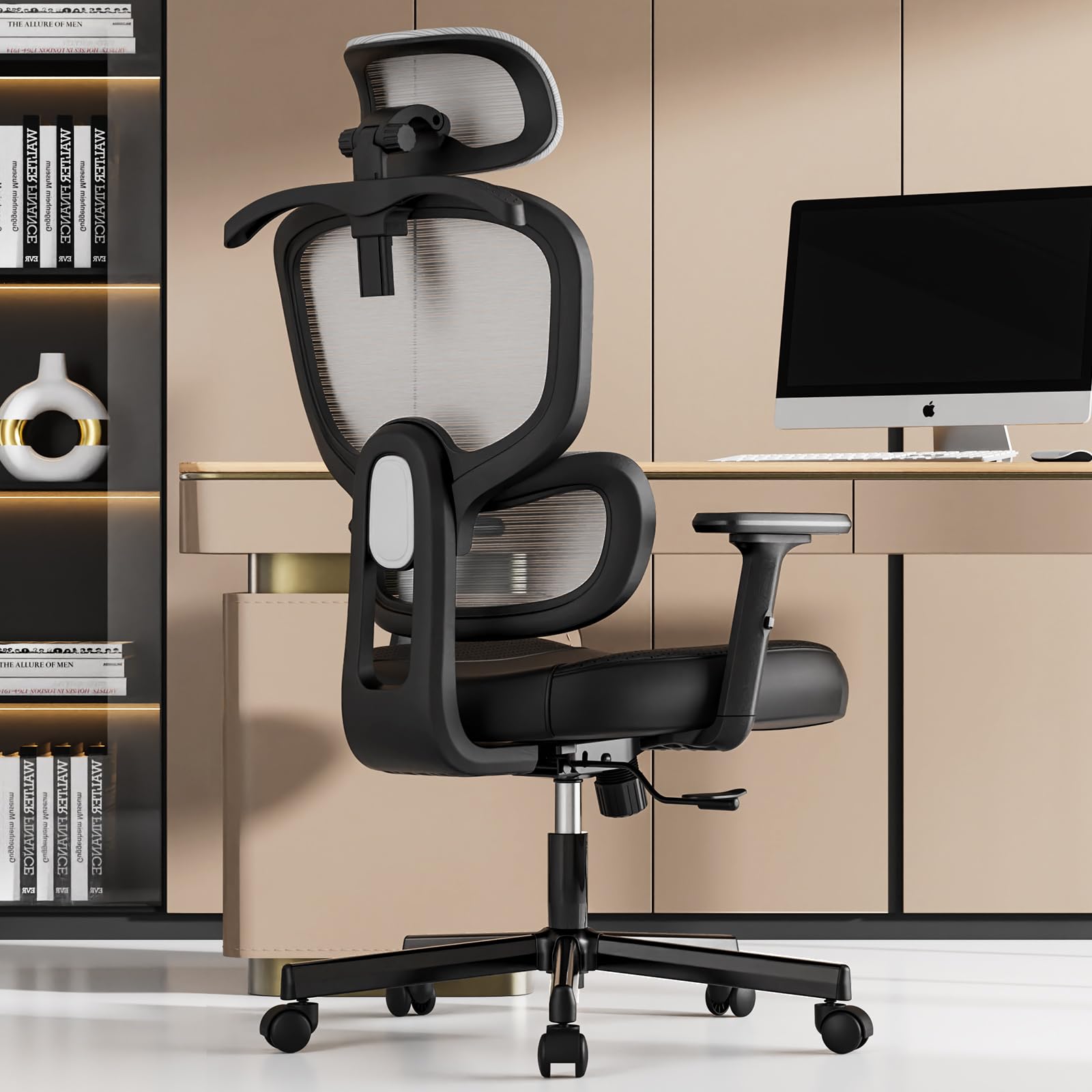 Photo 1 of Vansalute Office Chair, Ergonomic Desk Chair, High Back Desk Chair, Big and Tall Reclining Comfy Home Office Chair with Lumbar Support Breathable Mesh Computer Chair Adjustable Armrests