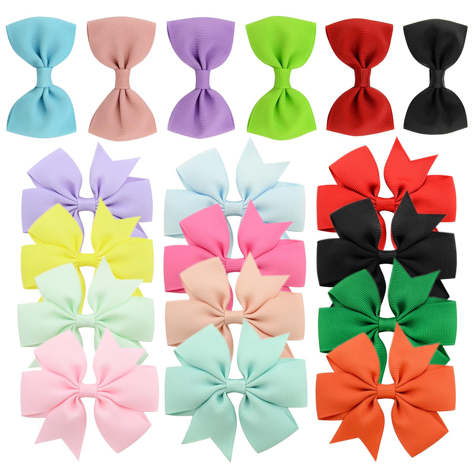 B-HOT 18Pcs Baby Girls Hair Bows Clips Non-slip Hair Barrettes for Infant Toddlers Kids Alligator Clip with Grosgrain Ribbon Covered Hair Clip Multicolor #B