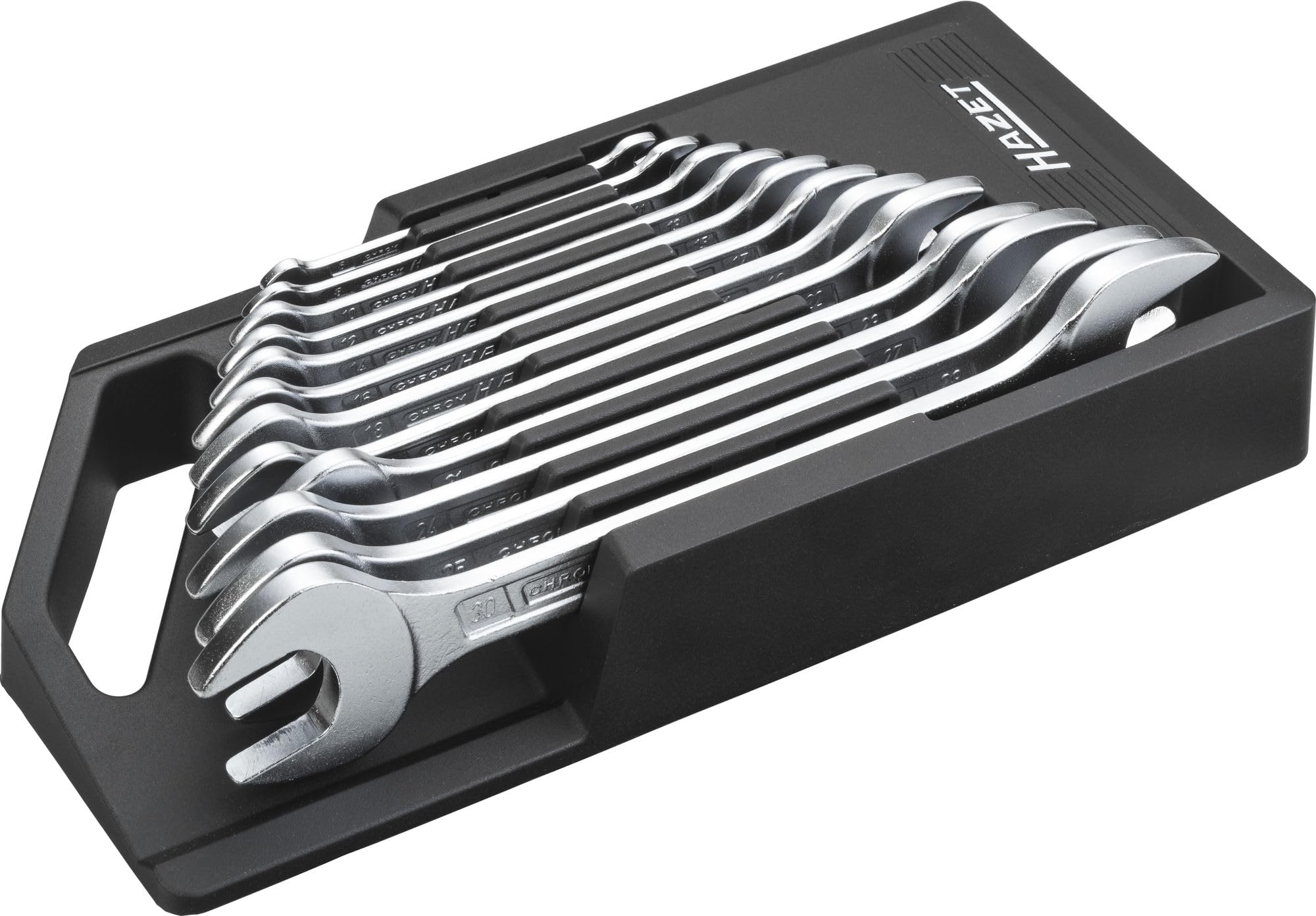 HAZET 450N/12NRS Hexagon Profile Double Open-End Wrench Set - Chrome-Plated