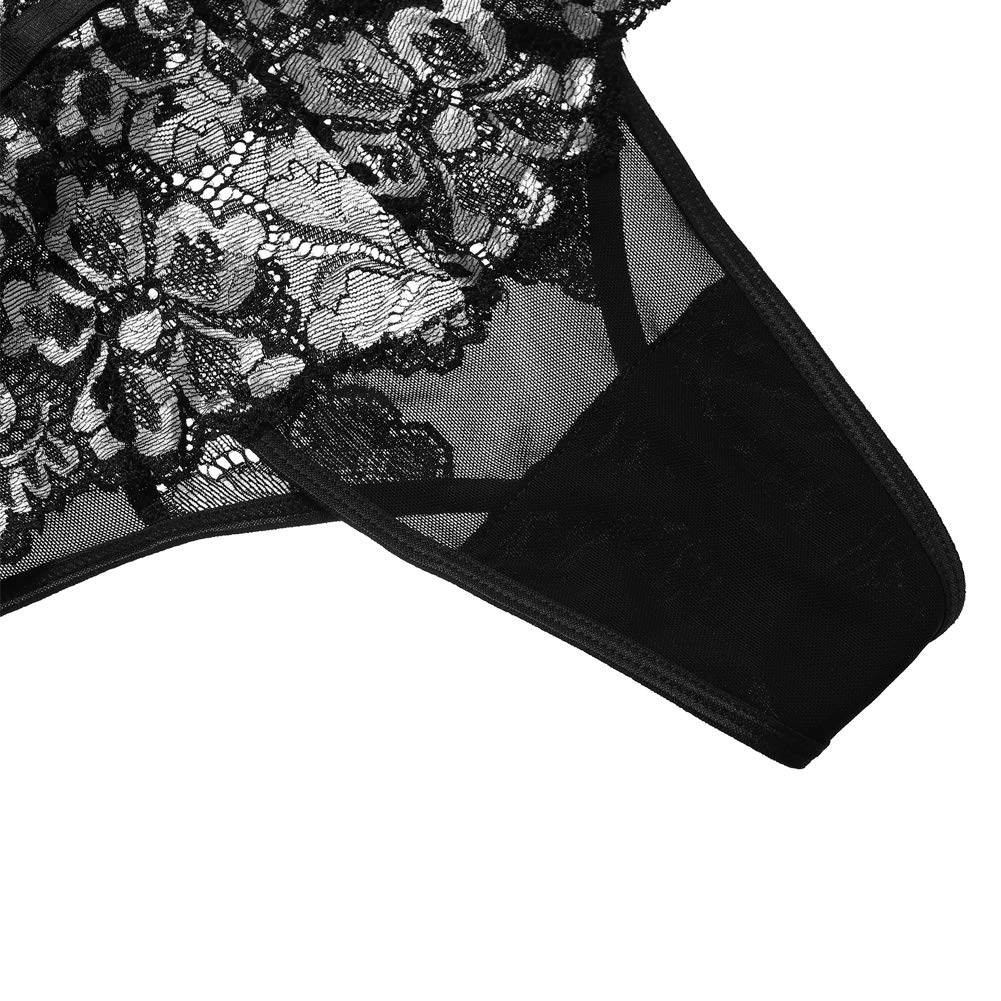 XSPICE Women Deep V Lingerie Lace Babydoll Mini Bodysuit Halter One Piece Teddy Underwear