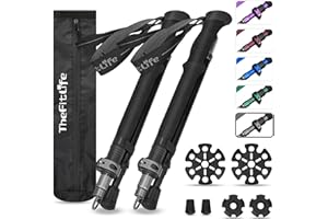 TheFitLife Collapsible Trekking Poles for Hiking – Lightweight Folding Walking Sticks for Men and Women with Extra-Long Foam Handle and Metal Flip Lock