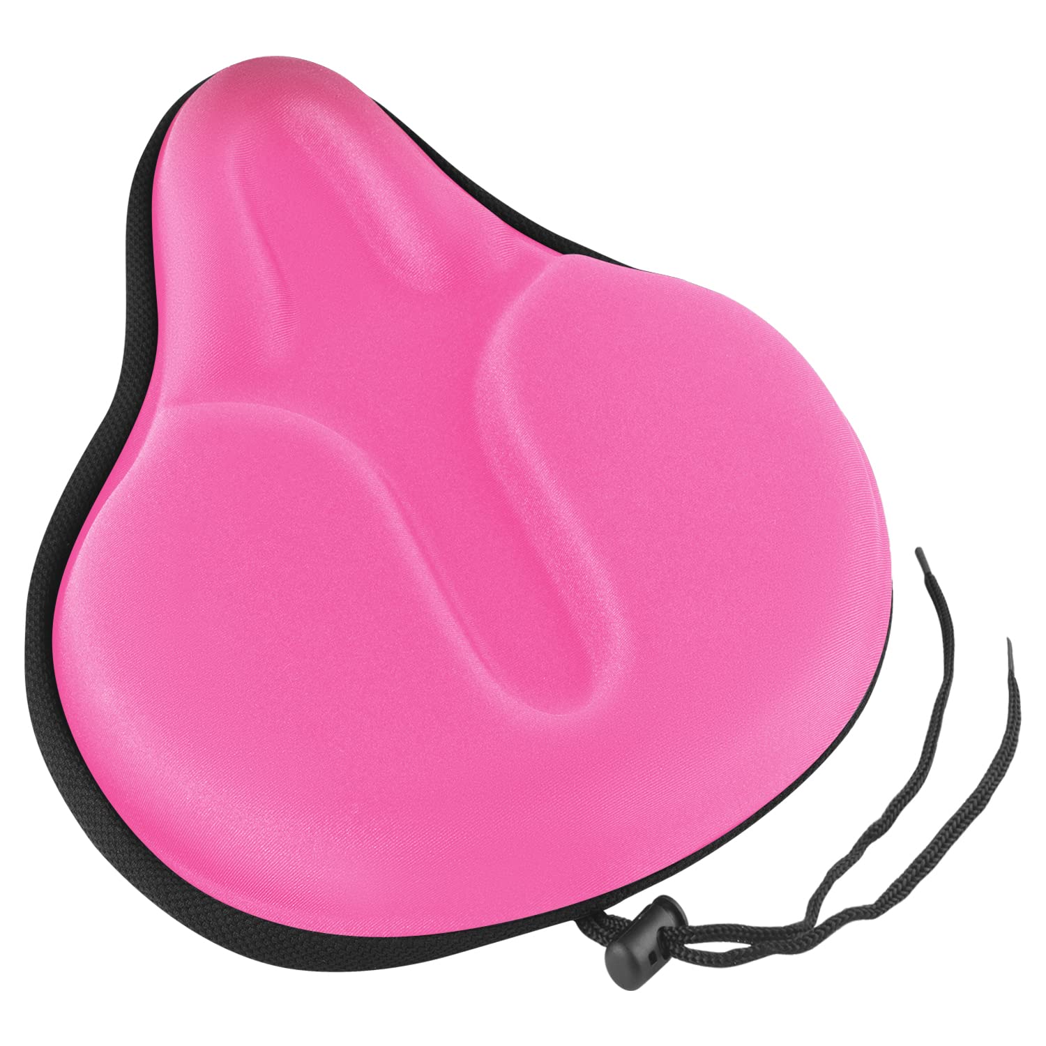 MSDADA Large Gel Bike Seat Cover, Soft Padded Cushion for Men & Women, Comfortable Bike Accessories Gel Seat Cover for Outdoor Indoor Cycling(Pink)