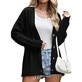 Amzdora Womens Button Down Cardigan Sweaters 2025 Fall Open Front V Neck Long Sleeve Knit Oversized Sweater Winter Outerwear