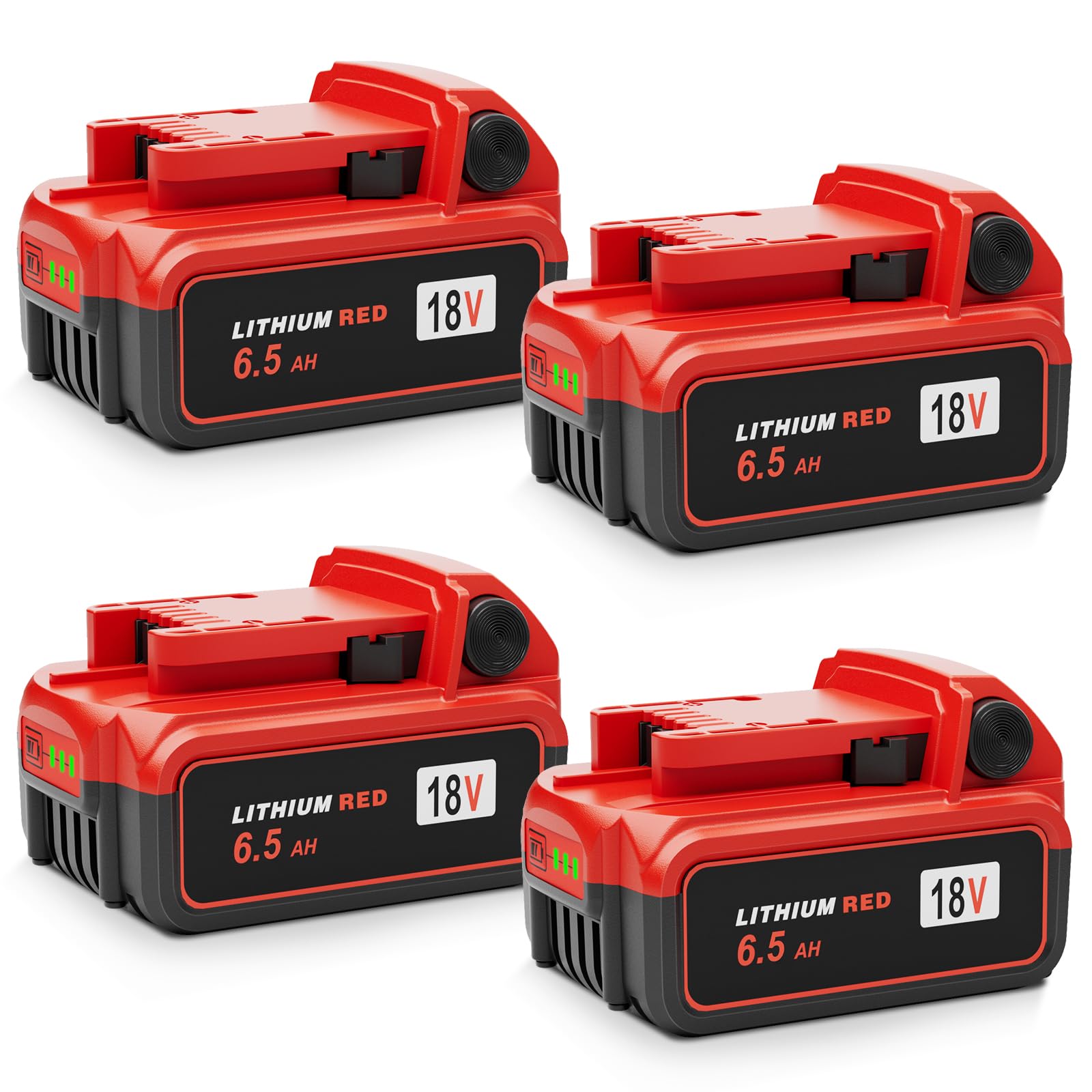 Photo 1 of Lenoya Upgraded 6.5Ah 18V Replacement for Milwaukee M-18 Battery 4/pk High Capacity Red Power Tool Battery