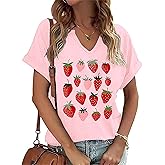 AMWIPE Womens Vintage Flowers V Neck Shirt Casual Floral Print Tee Shirts Cute Wildflowers Graphic Cottagecore Tops