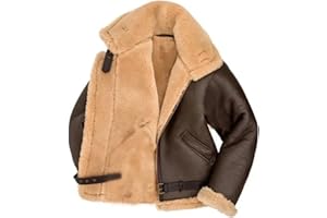Mens Fur Lined Bomber Jackets Aviator Bomber Coat Faux Shearling Sheepskin Leather Jacket Thickening Outercoat