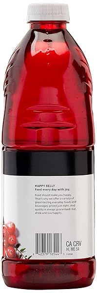 AMAZON BRAND – HAPPY BELLY JUICE COCKTAIL, CRANBERRY, PLASTIC BOTTLE, 64 FL OZ (PACK OF 1)