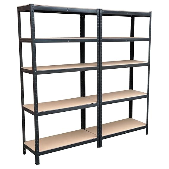 2 x 5 Tier Boltless Garage Shelving Storage Racking Shelves HeavyDuty Metal Amazon.co