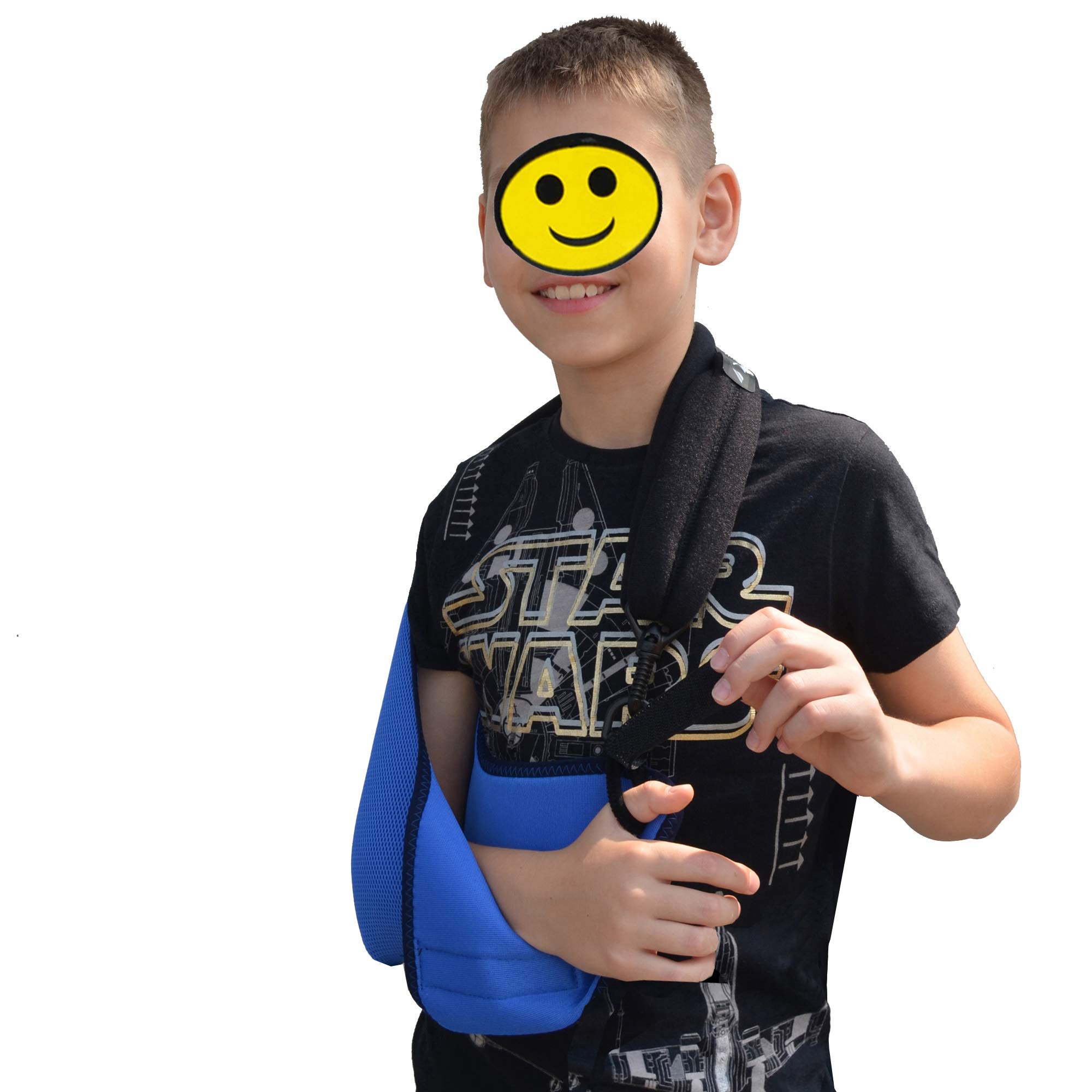 4DflexiSPORT Arm Sling Adult (S, blue/navy trim) Feel Safe, Easy to Fit, Cooling Fabric Technology, Fits R or L.