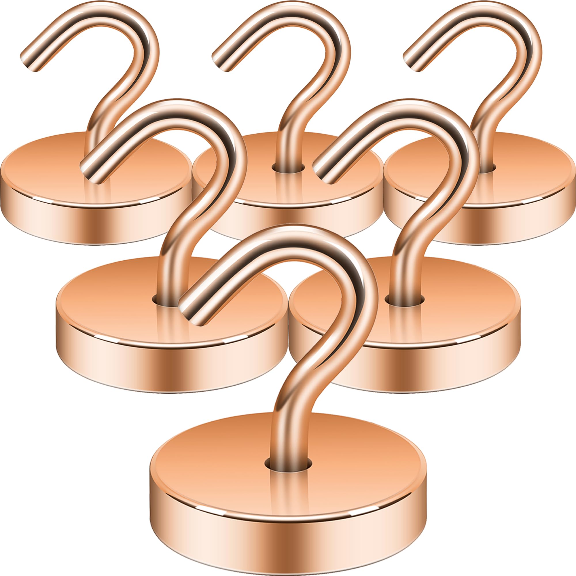 Neosmuk Magnetic Hooks, 120lb Extra Strong Magnet with Hook for Fridge,Heavy Duty Cruise Hook for Ceiling,Small Magnetic Holder for Van, Tool(Bronze, Pack of 6)