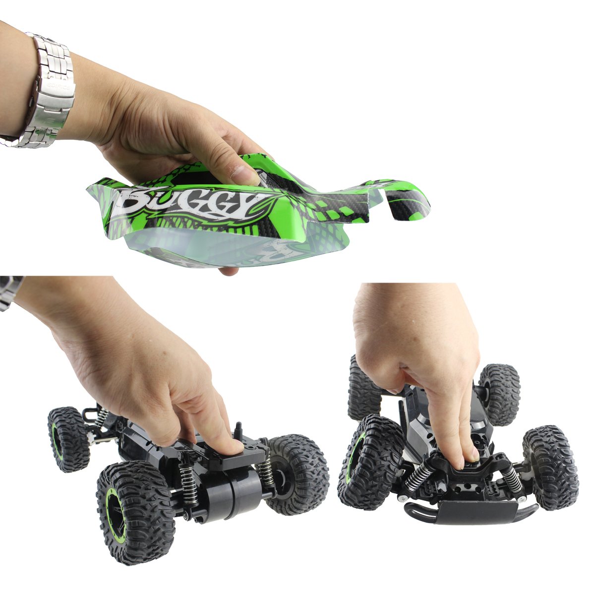 Hugine 1:16 2.4G RC Car Off Road Vehicle High Speed Racing Monster Truck 20km/h Buggy Independent Suspension Radio Control Cars Toys (Green)