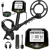 Metal Detector for Adults Professional, Rechargeable Waterproof Pinpoint, Higher Accuracy Gold and Silver Detection, Underwater and Beach Use, 10'' IP68 Coil, Backlit LCD, New Advanced DSP Chip,Green