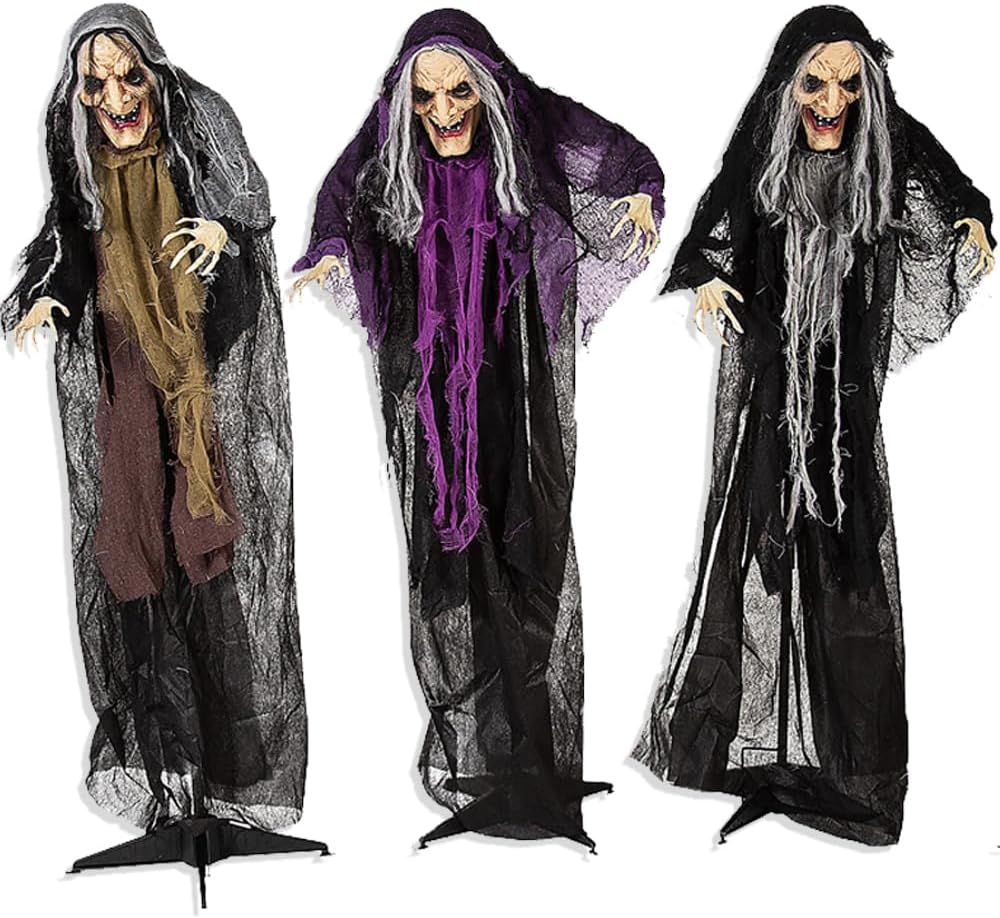 Yard Signs - Fun Express 3 Pieces, Each Stand 4 Feet Tall Halloween Witches Set, Includes Yard Stakes for Indoor and Outdoor Home Decorations