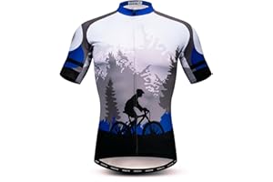 HOTLION Cycling Jersey Mens Bike Shirt Biking Tops for Road Racing MTB BMX Dirt Road Quick Dry, Comfortable, Moisture Wicking
