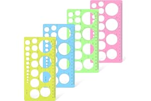 Pnytty Circle Template for Drawing 4 Pcs Circle Stencils Drafting Tools Set Stencil Maker Rulers,Digital Measuring Templates Rulers for Office, School,Building,Formwork, Drawings