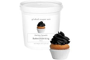 Black Buttercream Frosting for Cake Decorating – Firm Icing for Cakes & Cupcakes, 16 Ounce Tub by Global Sugar Art/Chef Alan Tetreault (Midnight Black, 16 Ounce)
