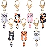 Nogeqi 7 Pcs Cat Keychain Cute Kitty Keychain Kawaii Cat Key Chain Mini for Handbag Backpack Bag Purse Charm Women Girl Men