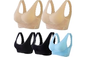 Gamivast Kendally Bras for Women Multi Pack,Corset Bra Front Cross Side Buckle Lace Bras,No Underwire Push Up Bra Sports Bra
