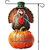 Happy Thanksgiving Garden Flags for Outside - Double Sided 11x19.7 Inch Outdoor Yard Flag, Fall Thanksgiving Turkey Decor for Gardens, Porch,Courtyards, Seasonal Holiday Parties