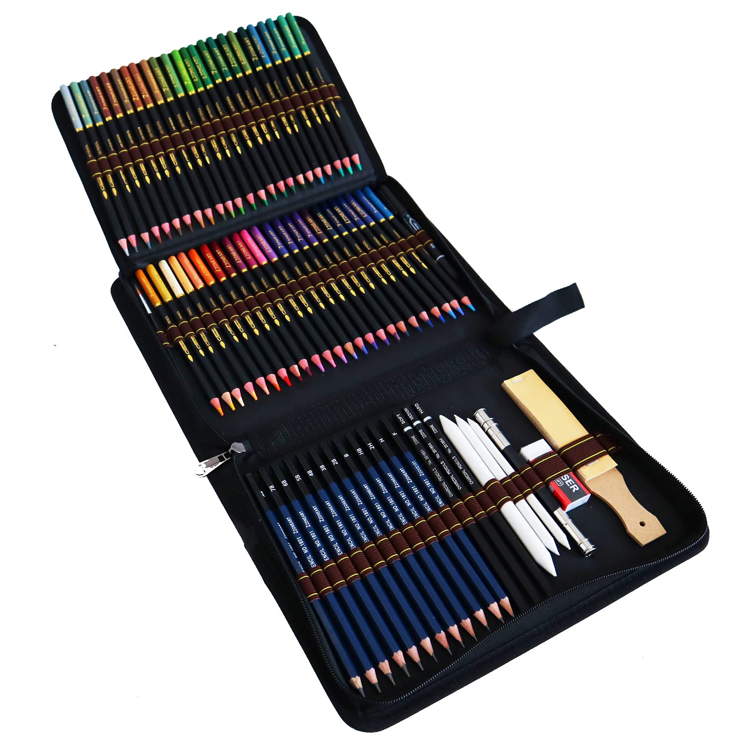 WGOT Drawing Colouring Pencils Set, 72 Pack Coloured Pencils and Sketch Pencil, Art Supplies Drawing Set for Adults Colouring Drawing Sketching