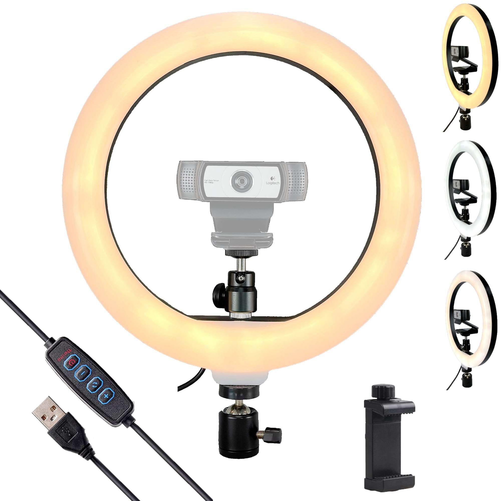 Photo 1 of Webcam Light, Ring Light for Logitech Webcam C920,C922x,C930e,Brio 4K,C925e,MX Brio 4K,StreamCam,Brio 500,C615 1/4'' Screw Hole- 10'' Light (Without Tripod and Stand)