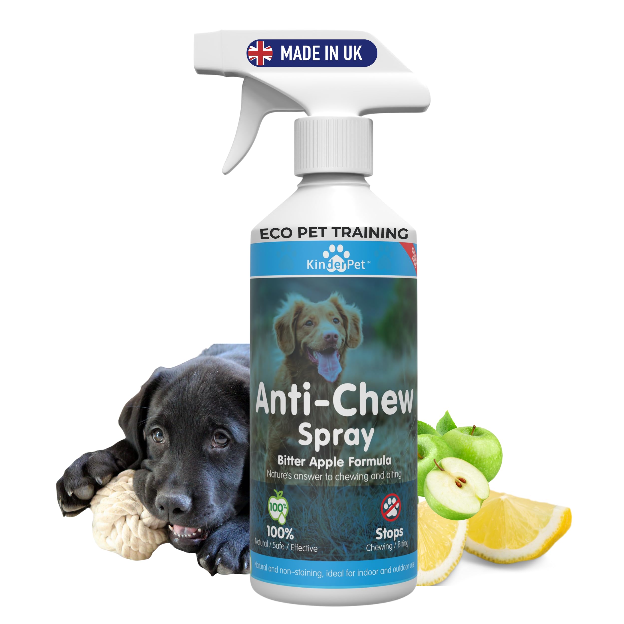 KinderPet® Anti Chew Bitter Apple Spray for Dogs Stop Chewing Biting Barking Alcohol Free Formula Pet Puppies Dogs Training & Behaviour 500ml