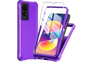 Mocotto for TCL K23 Case TCL K24 Phone Case T434D with Tempered Glass Screen Protector,Slim Soft Silicone Full-Body Protective Case for TCL K24 (Purple)